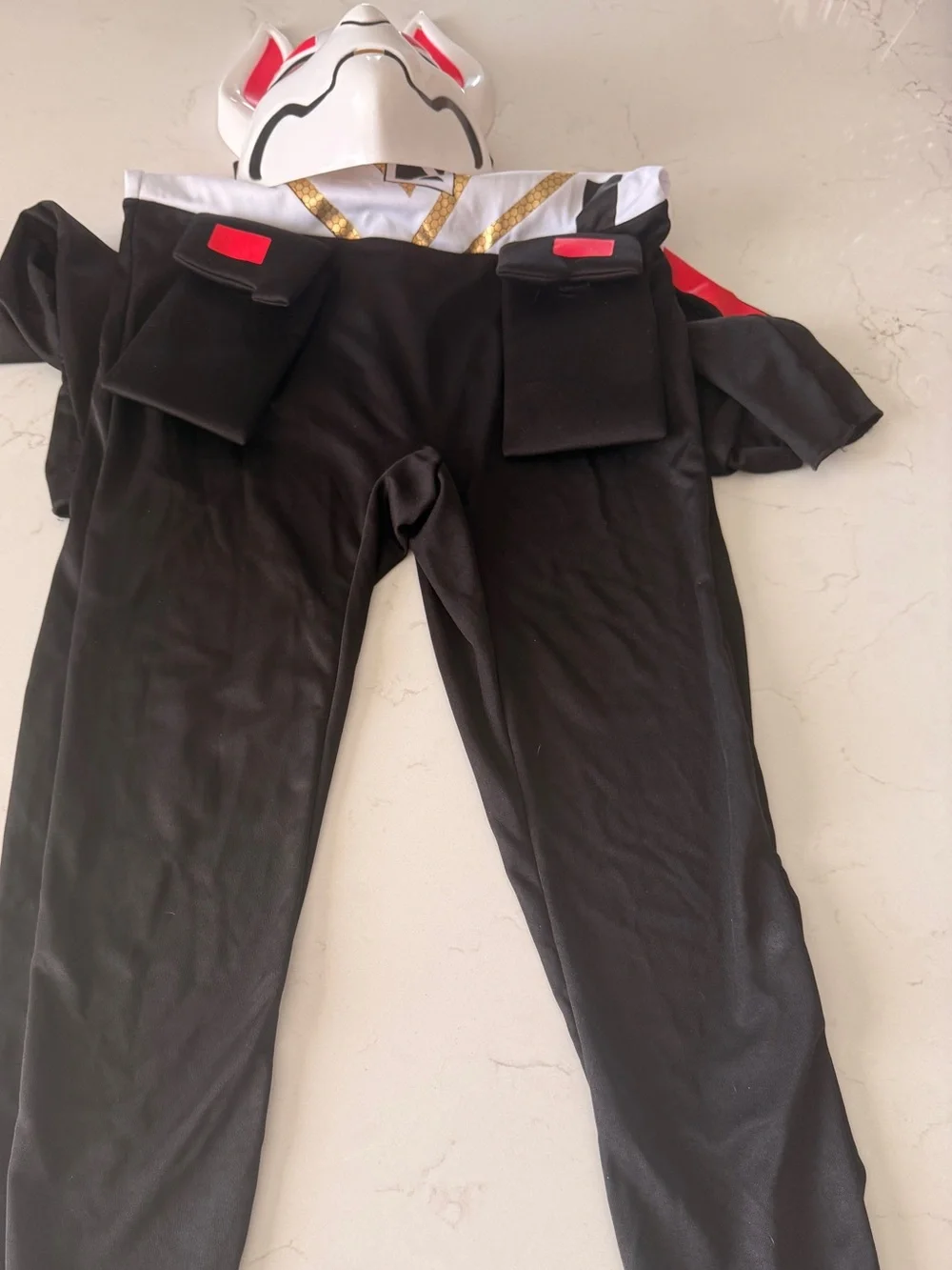Kids White, Gold & Black Superhero Top with Fox Mask
